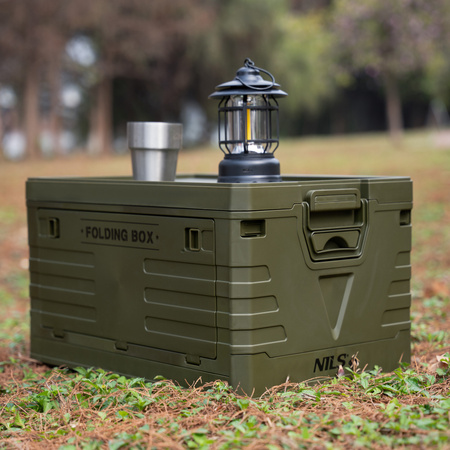Składana skrzynia kempingowa z pokrywą NILS CAMP NCB4004 50L zielona