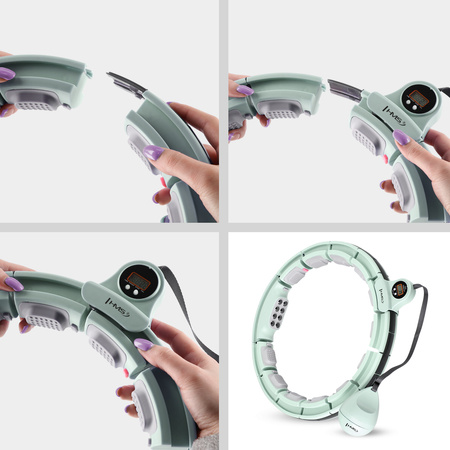 Hula hop z magnesami, obciążnikiem i licznikiem HMS HHM13 zielony